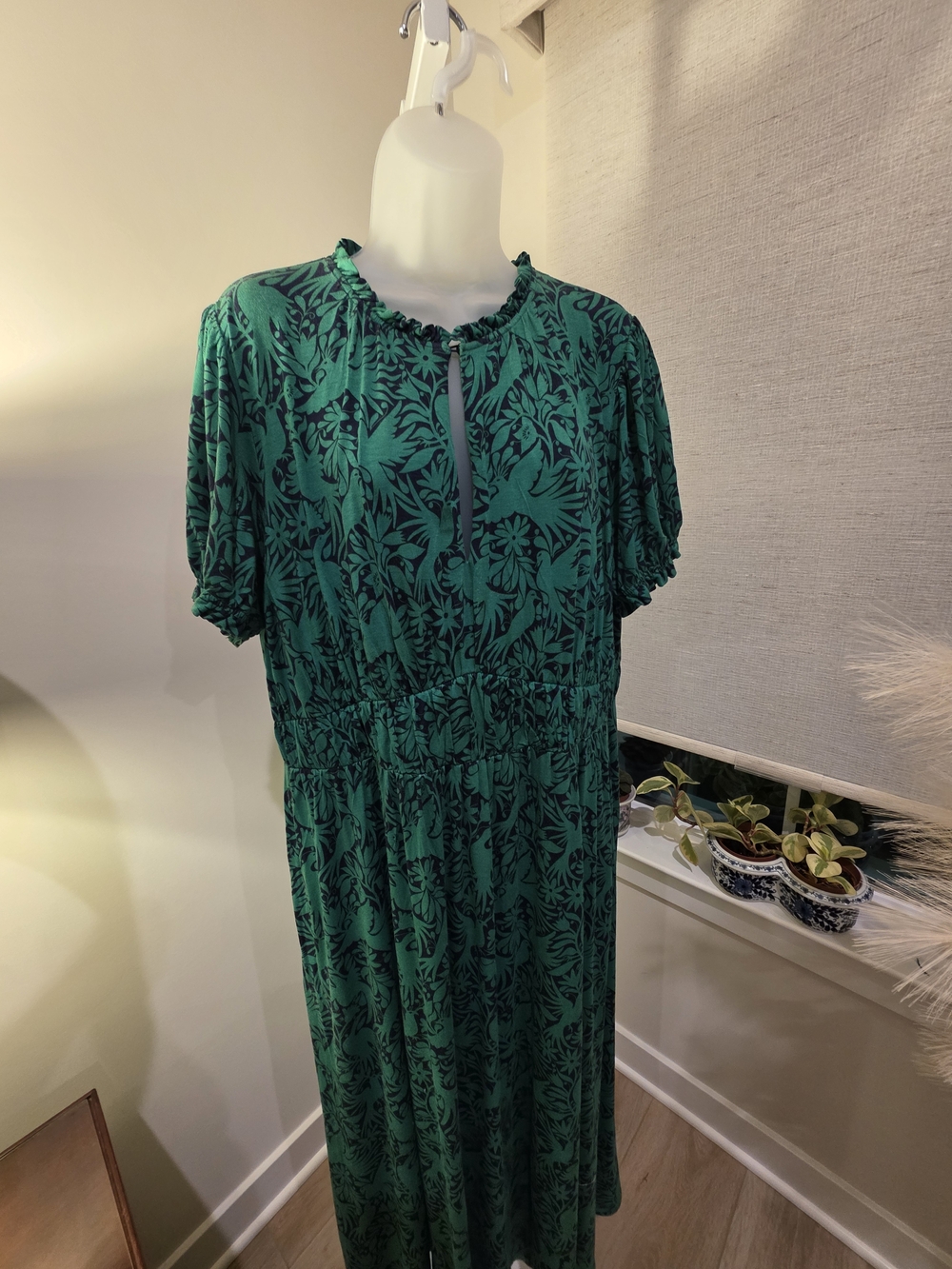 Boden Emerald Green Printed Short-Sleeve Maxi Dress Size 16/18 - Picture 15 of 16